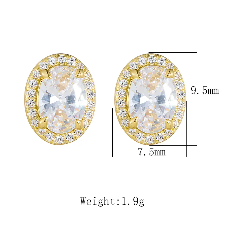 Cz Zircon Geometric Statement Temperament Stud Earrings - Image 6