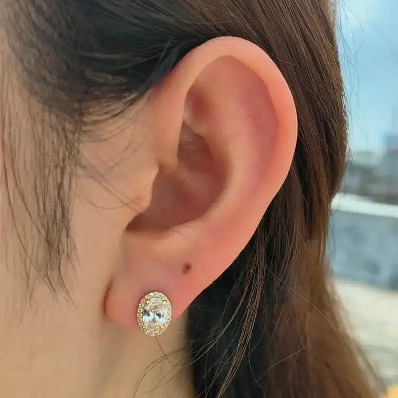 Cz Zircon Geometric Statement Temperament Stud Earrings - Image 2