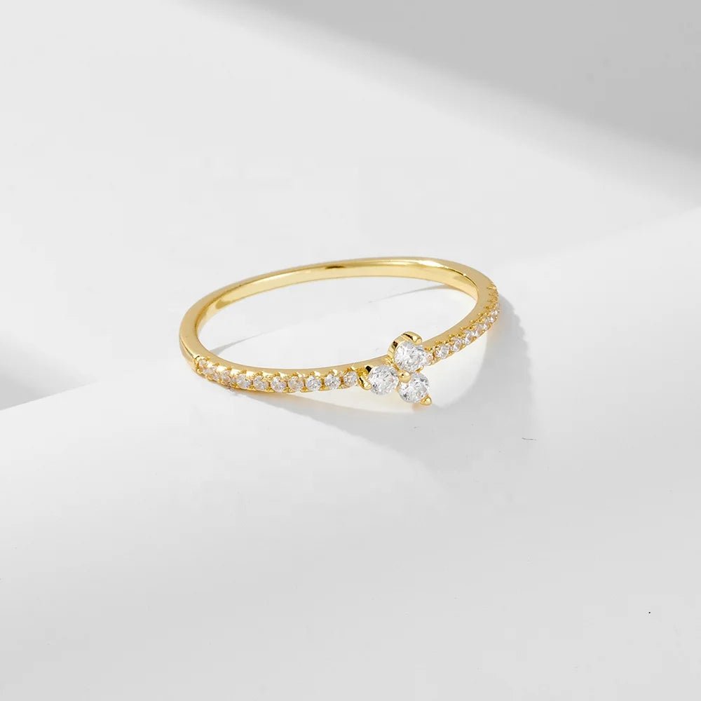 Luxury New Design High Quality 925 Sterling Silver Rings for Women CZ Three Stone Micro Paved Tennis Rings in 14k Gold Plated â Image 2