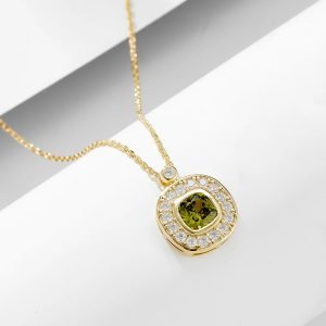 KSN221  New Trendy Vintage Design S925 Sterling Silver Olive Stone Zircon Necklace Fine Jewelry for Women