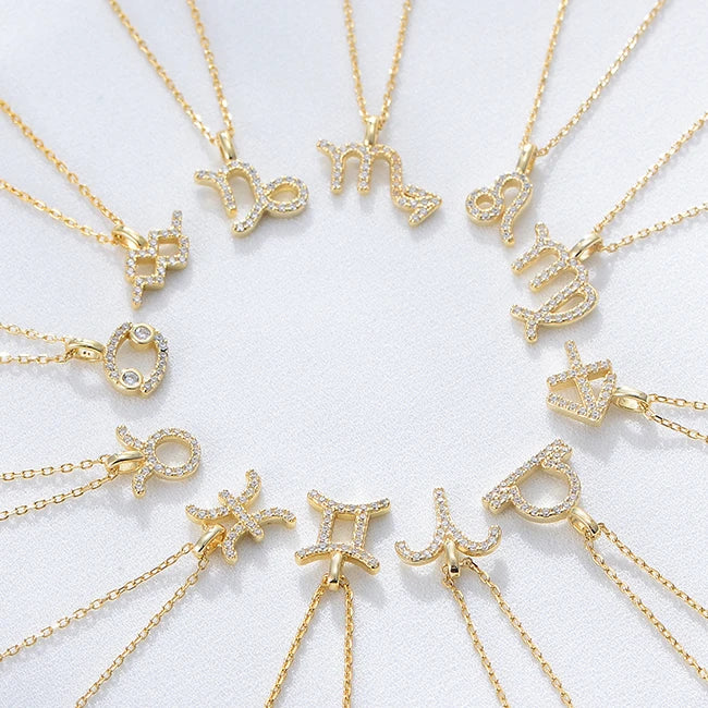 925 Sterling Silver Gold Plated Minimalist Sign Jewelry Plated 12 Horoscope Pendant Zodiac Necklaces for Women Girl - Image 2