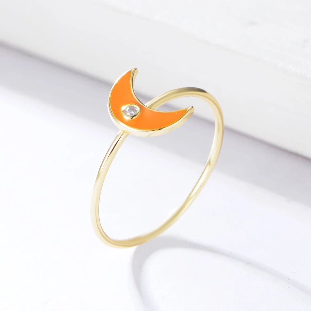 Peishang Women Moon Enamel Rings Cubic Zirconia 925 Sterling Silver Custom Gold Plated Jewelry Wholesale Bijoux Anillos – Image 7