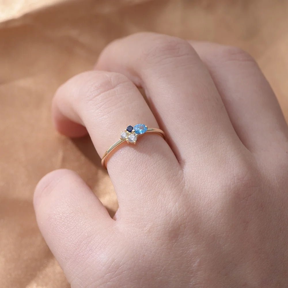 Peishang Custom Exquisite Jewelry 925 Sterling Silver Twist Ring Colored Tennis Stackable Rings Navy Mini Cluster - Image 2