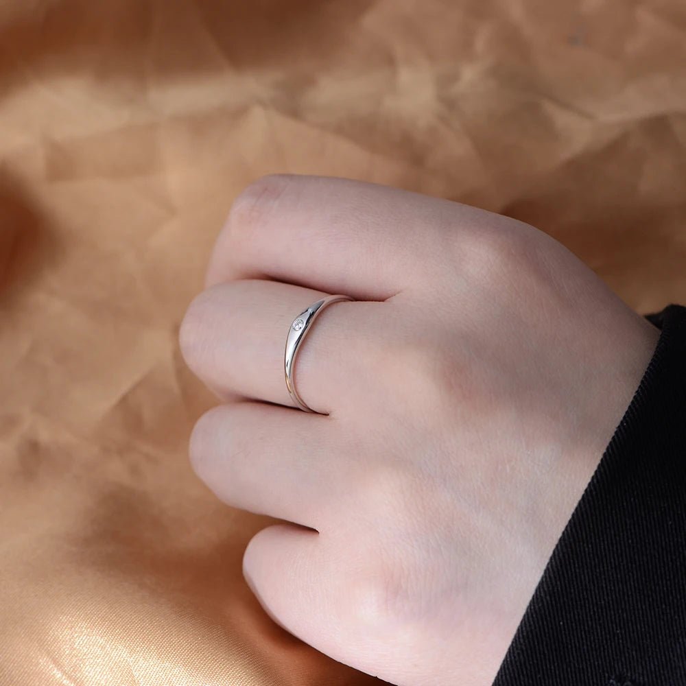 Simple Fashion Sterling Silver 925 Jewellery Ring Fine Rings Plain Single Zircon Finger Rings Jewelry Women Gold Plated – Image 2