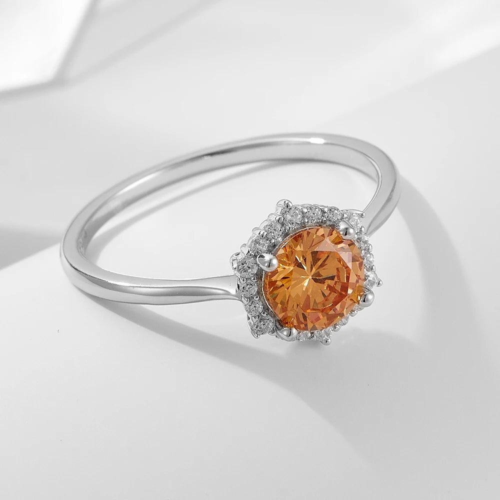 Simple Design High-End Silver Ring 925 Sterling Jewellery Champagne Zircon Engagement Wedding Rings Jewelry Women - Obrázek 5