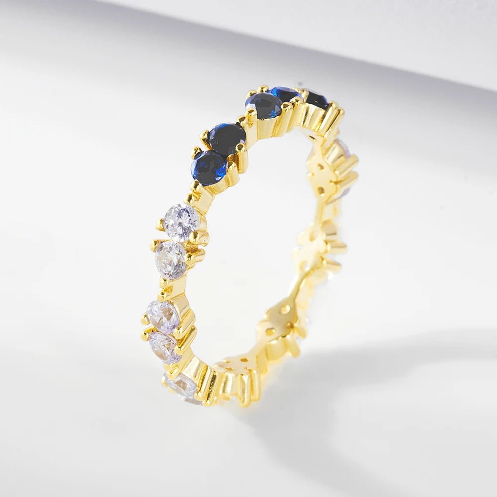 Peishang Manufacturers Custom Design Jewelry Gradient Bluesapphire Eternity Ring Fashion Jewelry Knuckle Sterling Silver Rings - الصورة 4