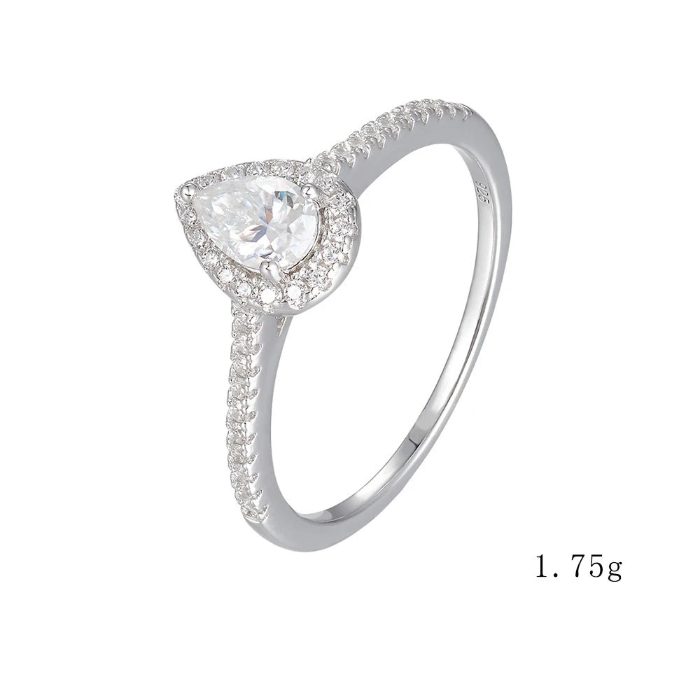 Peishang Wholesale Jewelry 925 Sterling Silver Rhodium Plated Geometric Drop Shape Teardrop Moissanite Ring for Women Wedding – Image 7