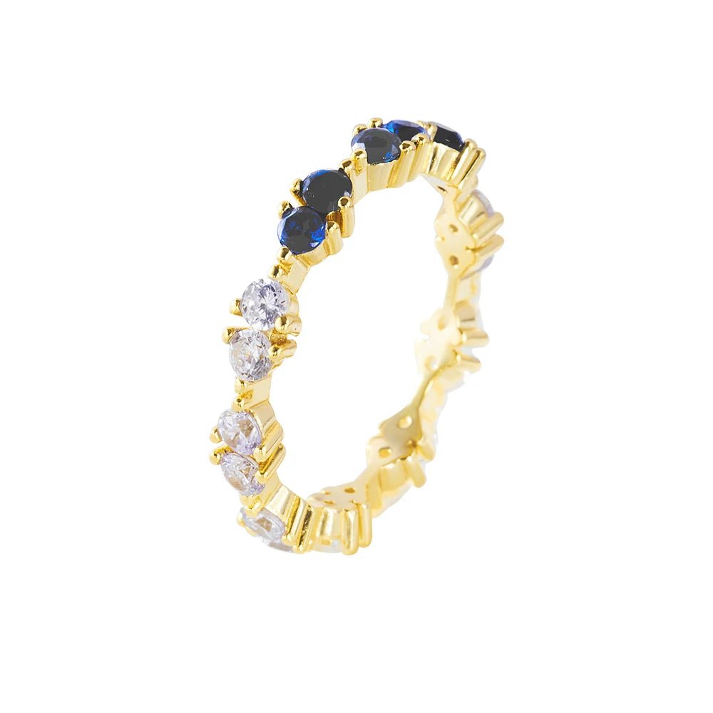 Peishang Manufacturers Custom Design Jewelry Gradient Bluesapphire Eternity Ring Fashion Jewelry Knuckle Sterling Silver Rings - الصورة 8