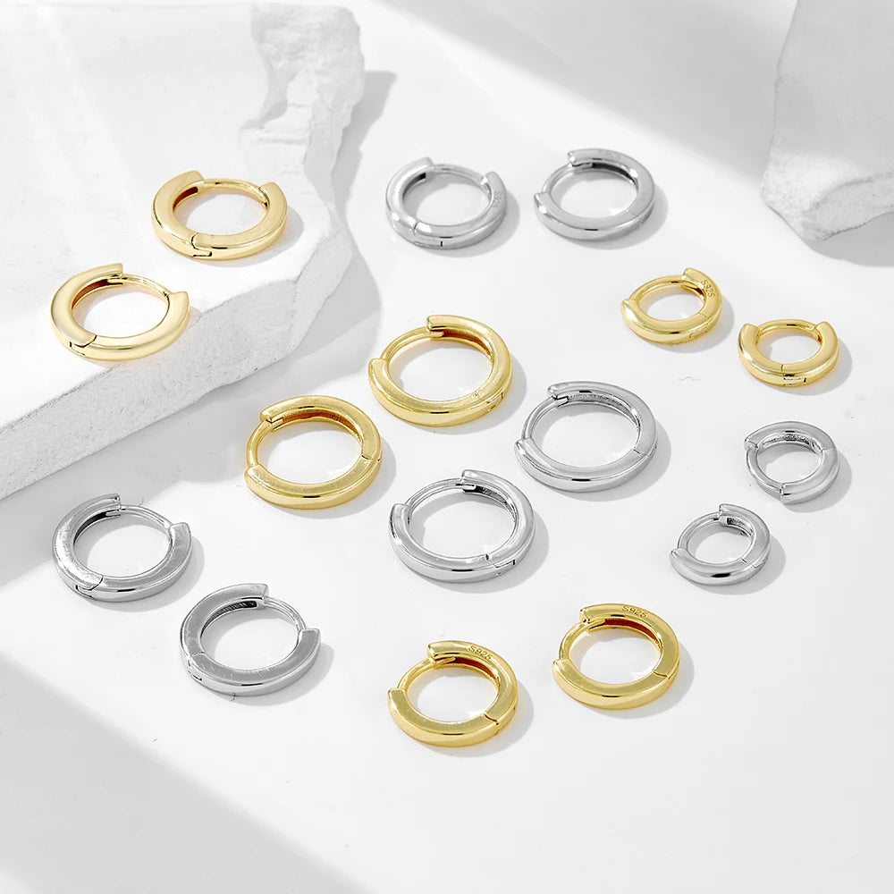 925 Sterling Silver 14K Gold Plated Series Minimalism Geometric Jewelry Simple Huggies Mini 5Mm 6Mm 7Mm 8Mm Hoop Earrings - Image 5