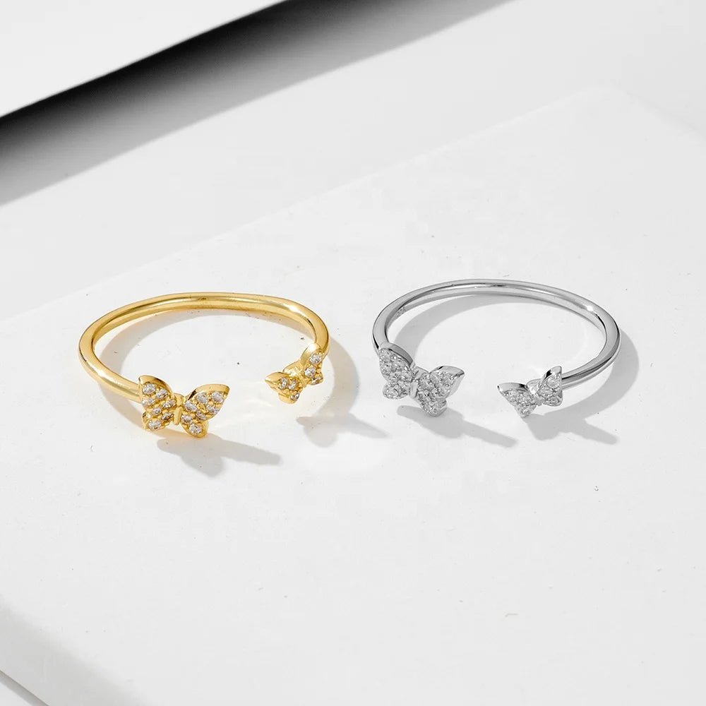 Factory Supply Delicate Women Finger Jewelry Sparkling Cubic Zircon Butterfly Rings Open Cuff Lucky Butterfly Ring for Friends â Image 6