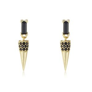 Hip Hop Unisex Bullets Cone Discoloration Jewelry Psj S 925 Sterling Silver 14k Gold Plated Cubic Zirconia Drop Stud Earrings