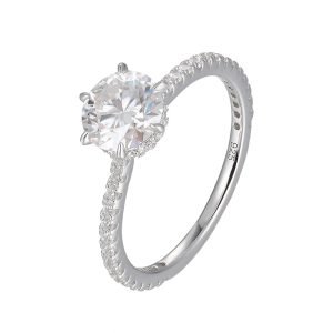 Peishang Wholesale Jewelry 925 Sterling Silver Rhodium Gold Plated Geometric Round Cut 1.5CT Moissanite Ring for Women Wedding