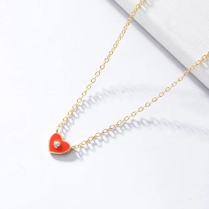 KSN104  Peishang Fashion Women Sterling Silver 925 Jewellery Heart Enamel Necklace Custom Jewelry Factory Manufacture Custom