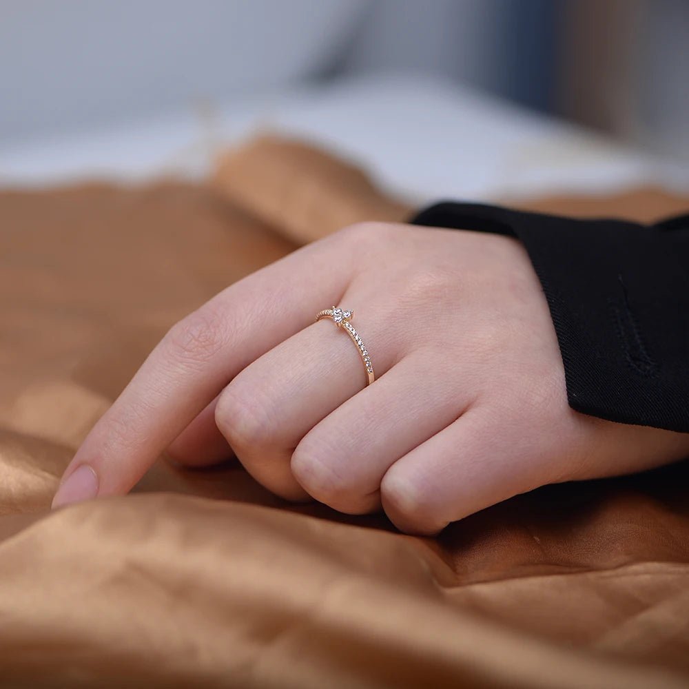 Luxury New Design High Quality 925 Sterling Silver Rings for Women CZ Three Stone Micro Paved Tennis Rings in 14k Gold Plated â Image 5