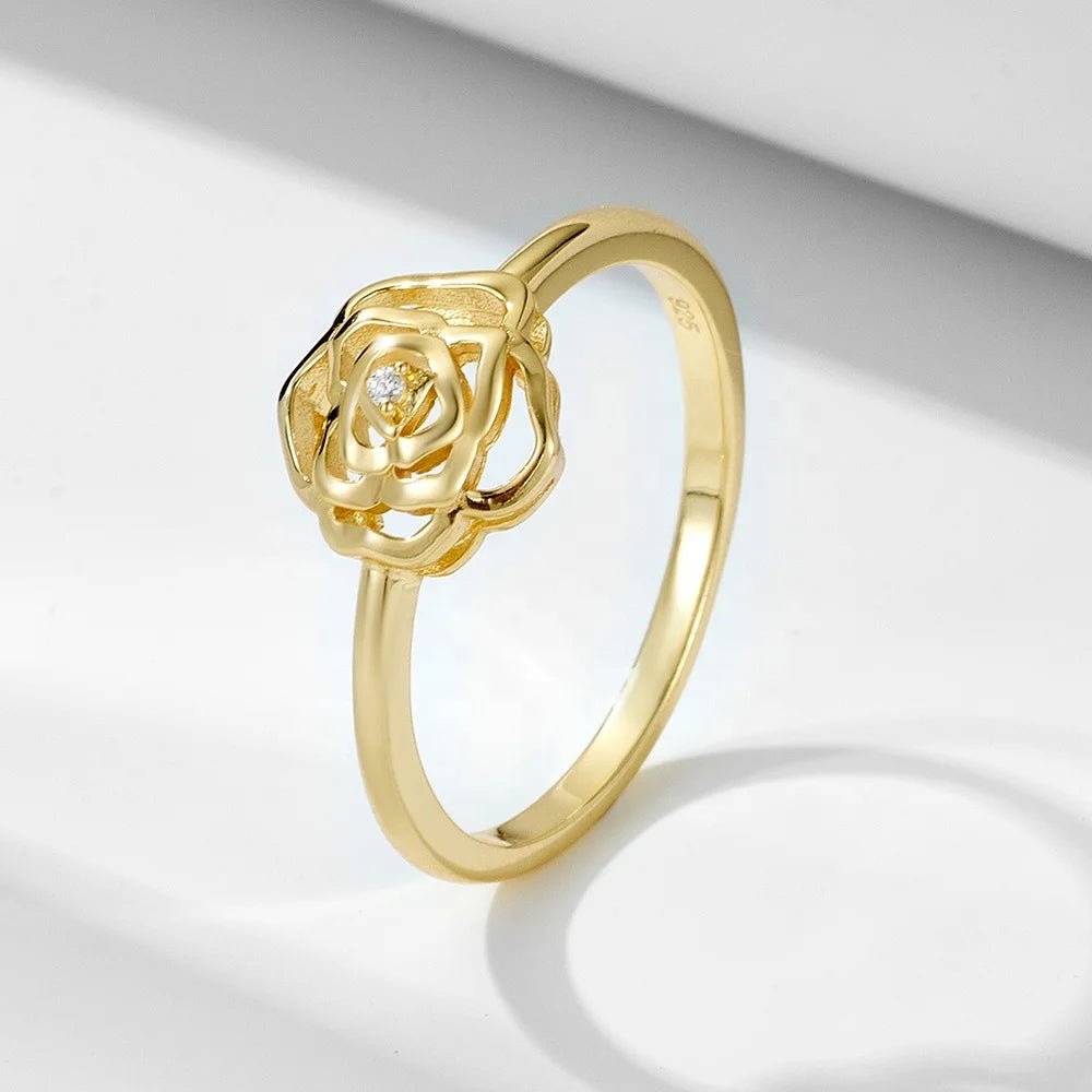 Psj Custom Real 925 Gold Flowers Wholesale Sterling Silver Rings for Women Jewelry