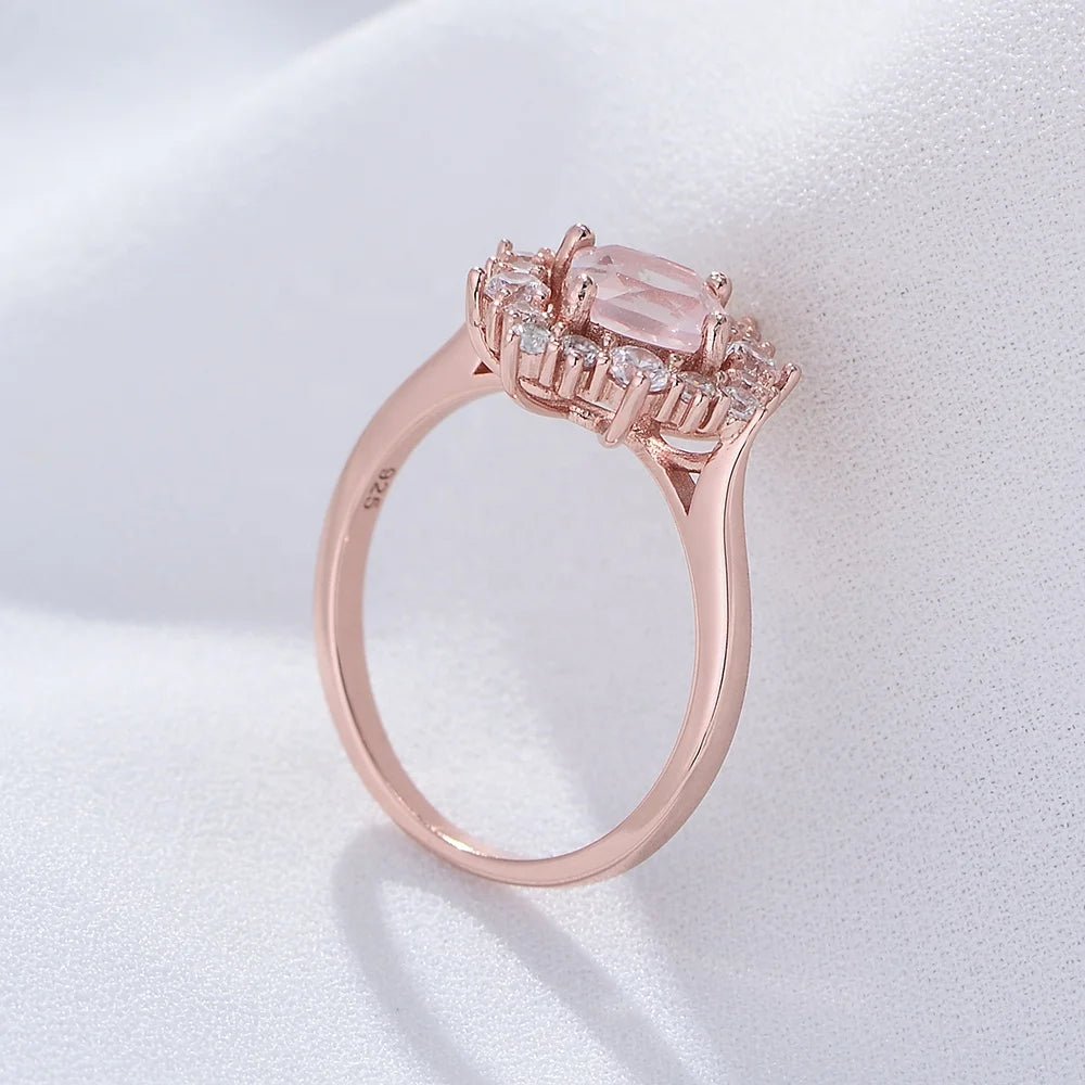 Fashion Powder Crystal Engagement Rings Rose Gold Plated S925 Silver Cubic Zirconia Natural Gemstone Ring Jewelry for Women Girl â Image 4