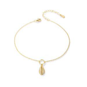 Peishang INS Minimalist Simple Trendy Boho Chain Anklets Cubic Zirconia Cute Adjustable Charm Anklets S925 Silver Jewelry