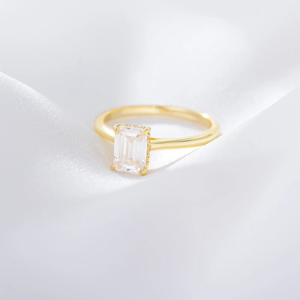 The New 2024 Rengas Wholesale 925 Sterling Silver 14K Gold Plated Jewelry Cz Big Baguette Cut Diamond Ring for Wedding – Image 3