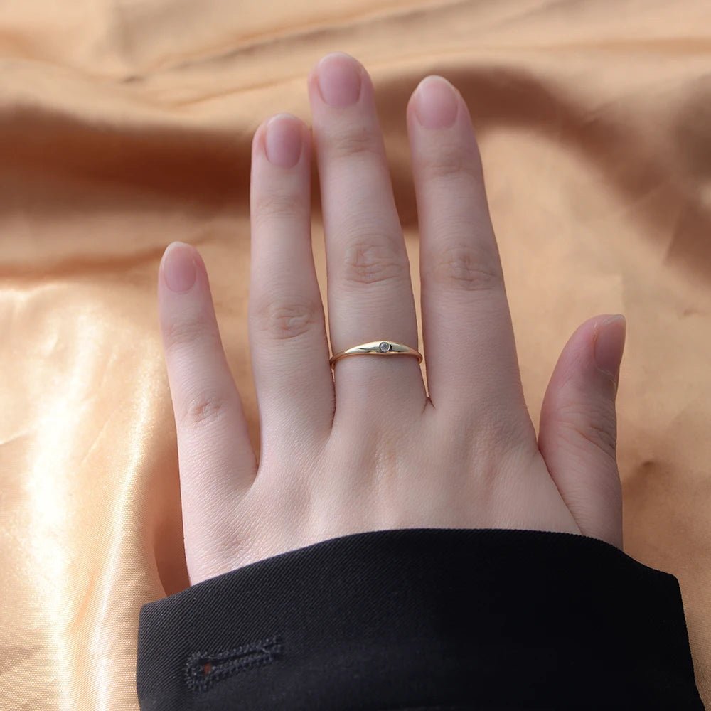 Simple Fashion Sterling Silver 925 Jewellery Ring Fine Rings Plain Single Zircon Finger Rings Jewelry Women Gold Plated – Image 4