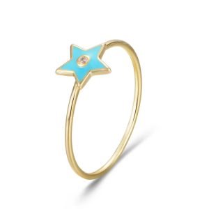 Peishang Multi-color Simple Star Enamel Rings Zircon 925 Sterling Silver Jewelry Wholesale OEM ODM Bijoux Anillos