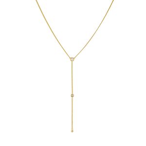 Wholesale Jewelry 925 Sterling Silver Gold Plated Cz Zircon Dainty Cubic Zirconia Pendant Necklaces Y Bezel Lariat Necklace