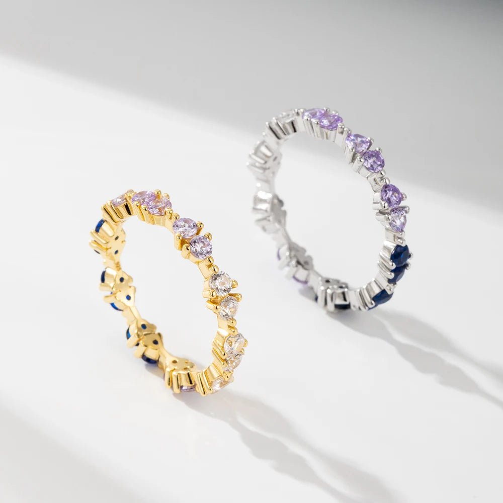 Peishang Manufacturers Custom Design Jewelry Gradient Bluesapphire Eternity Ring Fashion Jewelry Knuckle Sterling Silver Rings