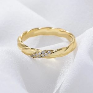 Peishang Inspired Jewelry Twisted Rope Silver Ring 925 Sterling Sparkly Cubic Zircon Stones Wedding Stacking Rings Jewelry Women