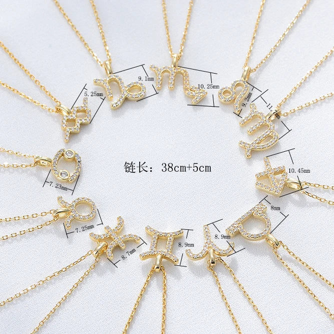 925 Sterling Silver Gold Plated Minimalist Sign Jewelry Plated 12 Horoscope Pendant Zodiac Necklaces for Women Girl - Image 5