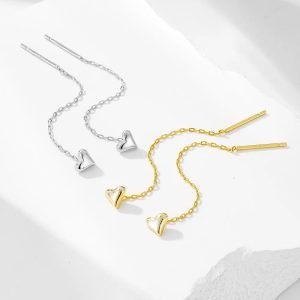 Peishang 925 Sterling Silver 14K Gold Plated Minimalist Jewelry Love Heart Ear Wire Earrings