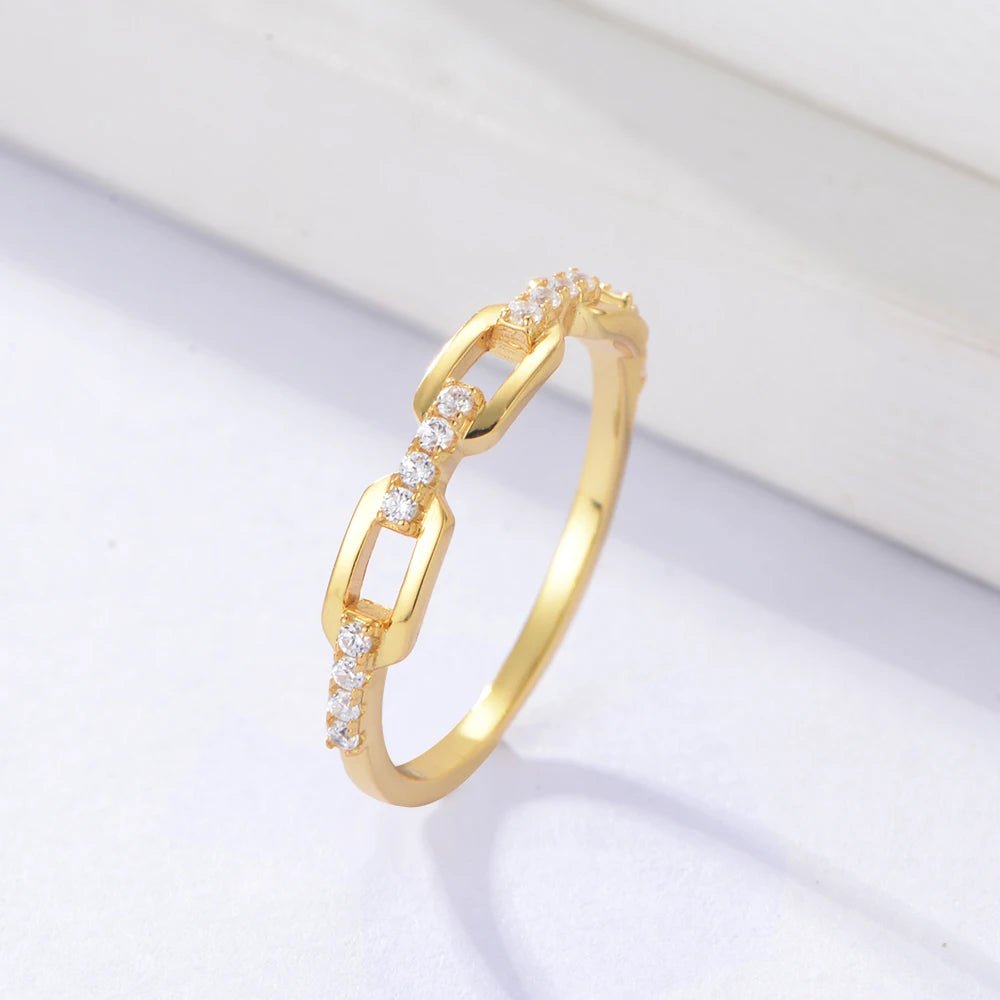 Pretty Fashion Creative Jewelry Dainty Gold Plated CZ Chain Ring â Image 4
