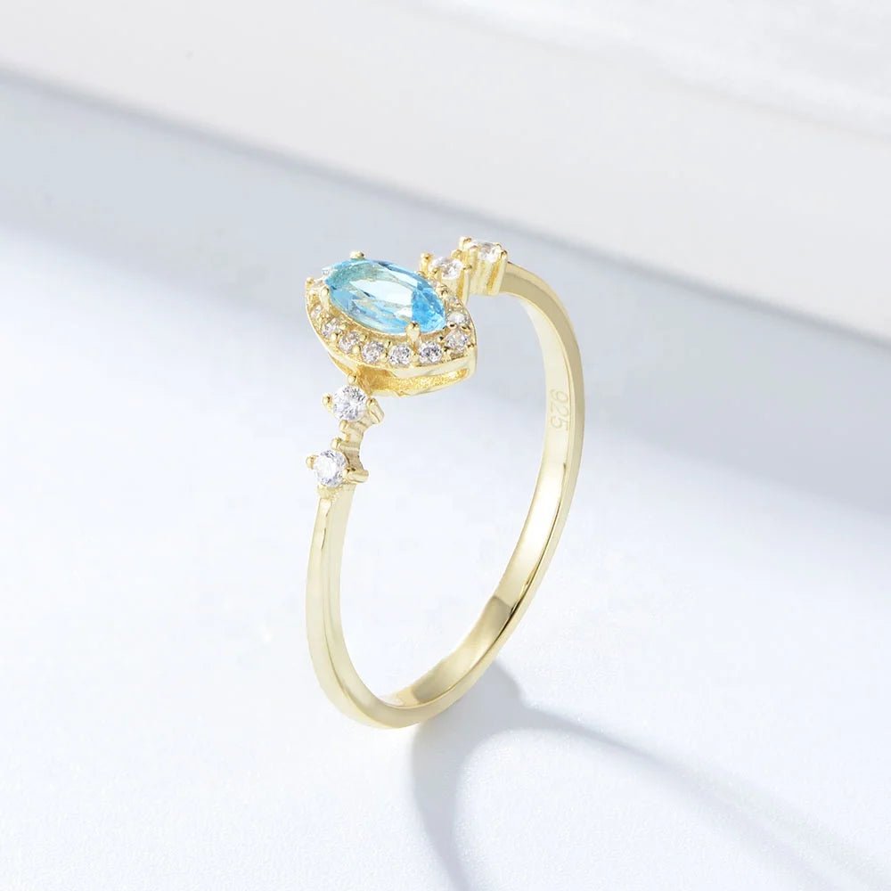 Trendy Bridal Jewelry Marquise Topaz Psj S925 Sterling Silver 14k Gold Plated CZ Zircon Engagement Bands Rings for Ladies â Image 3