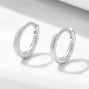 Minimalist Ladies Chunky 925 Sterling Silver Mini Hoop Earrings for Women