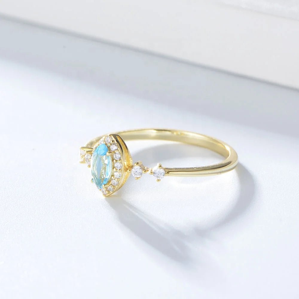 Trendy Bridal Jewelry Marquise Topaz Psj S925 Sterling Silver 14k Gold Plated CZ Zircon Engagement Bands Rings for Ladies â Image 4