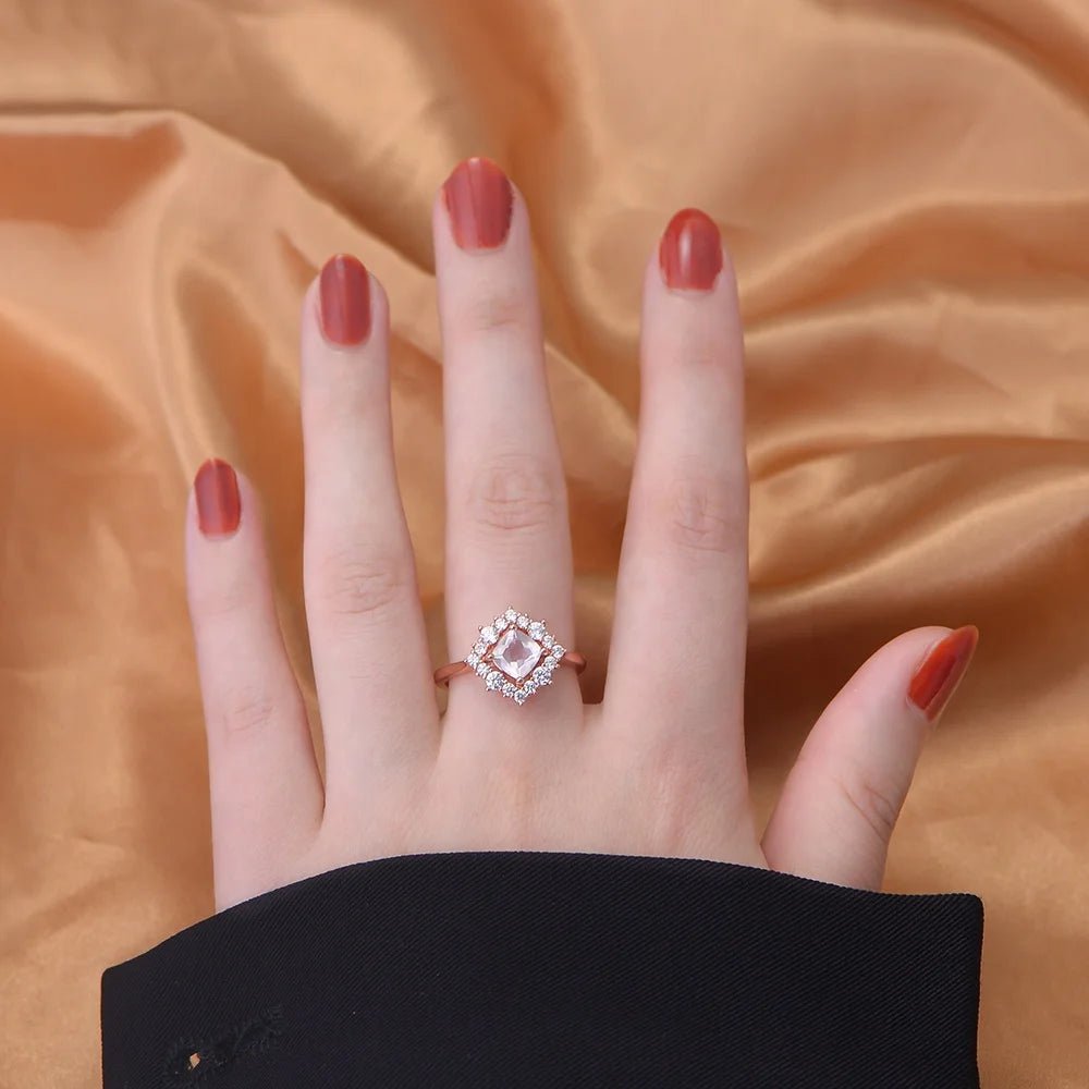 Fashion Powder Crystal Engagement Rings Rose Gold Plated S925 Silver Cubic Zirconia Natural Gemstone Ring Jewelry for Women Girl â Image 5