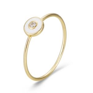 Peishang Fashion Multi-color Simple Round Enamel Rings Cubic Zirconia 925 Sterling Silver Gold Jewelry Custom Bijoux Anillos