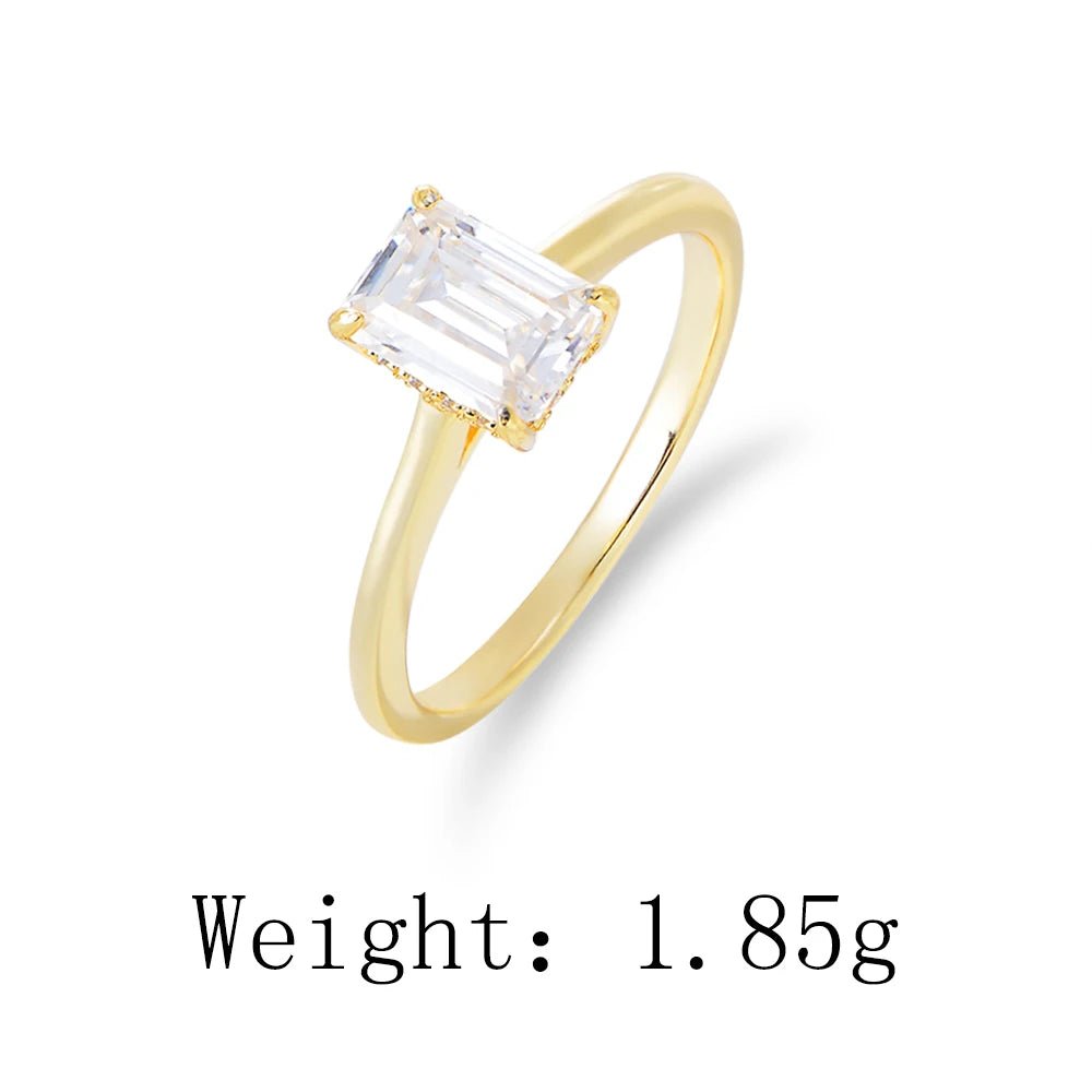 The New 2024 Rengas Wholesale 925 Sterling Silver 14K Gold Plated Jewelry Cz Big Baguette Cut Diamond Ring for Wedding – Image 6