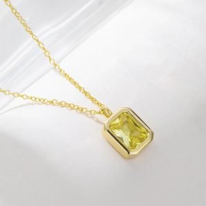 KN3531  New Product 925 Sterling Silver Square Shape Synthetic Pendant Necklace