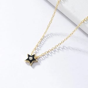 KSN105 Women Star Sign Enamel Trendy Ball Gold Plated Fashion Unique Necklace 925 Sterling Silver Jewelry Wholesale OEM ODM Cu