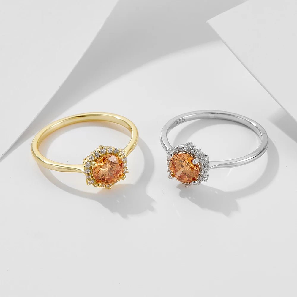 Simple Design High-End Silver Ring 925 Sterling Jewellery Champagne Zircon Engagement Wedding Rings Jewelry Women - Obrázek 6