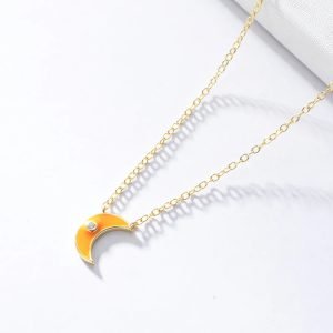 KSN106 Peishang Fine Jewelry Necklace Enamel Craft Moon Cubic Zirconia Star Simple Fashion Necklace for Women's Gift