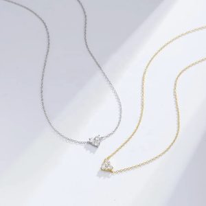 KN1708  Mini Love Collar 925 Sterling Silver 14k Gold Plated Charm Chain Simple Heart Zircon Necklace Jewelry for Women Valentin