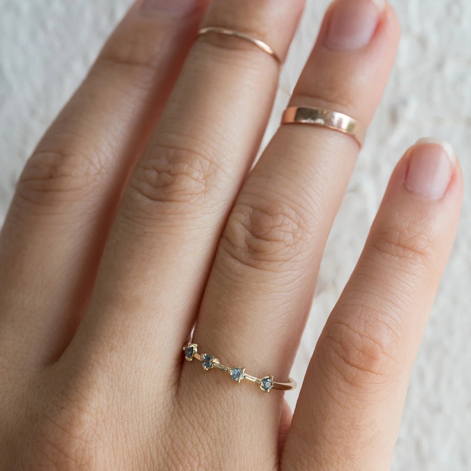 Peishang Factory Custom Topaz Zircon Four Step Ring 14k Gold Plated Jewelry Bulk Stacking 925 Silver Finger Ring for Women - Image 3