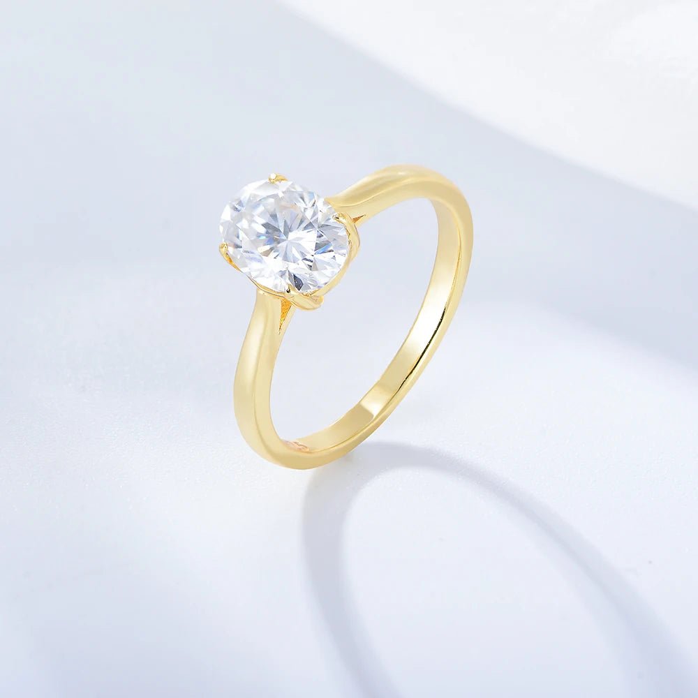 KR1458 2024 Most Popular 925 Silver Zircon Stone Minimalist Oval Diamond Cut Ring for Anniversary