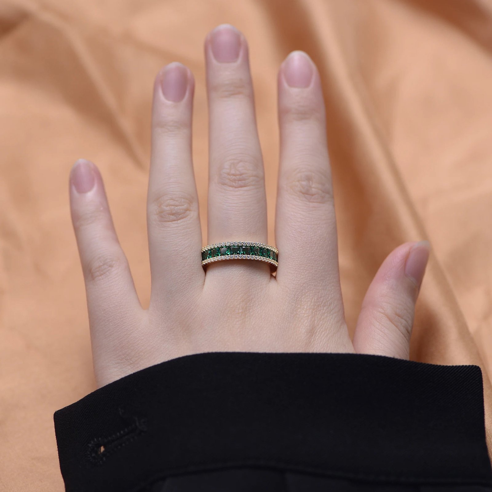 Wholesale Engagement Dainty Zircon Ring Jewelry S925 Sterling Silver Women Vintage Emerald Diamond Zirconia Ring – Image 3