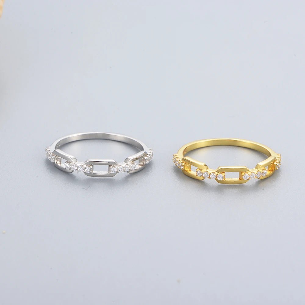 Pretty Fashion Creative Jewelry Dainty Gold Plated CZ Chain Ring â Image 2