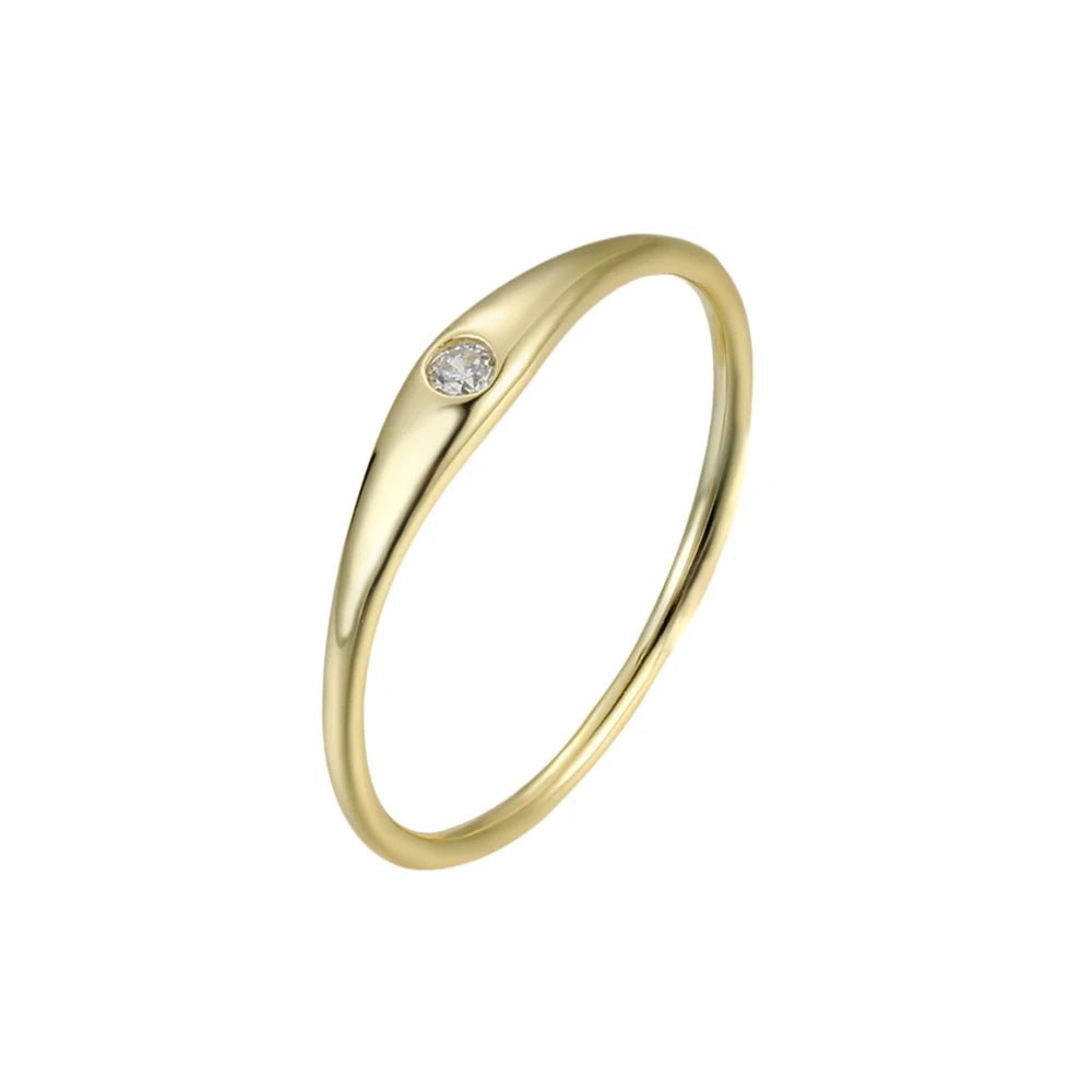 Simple Fashion Sterling Silver 925 Jewellery Ring Fine Rings Plain Single Zircon Finger Rings Jewelry Women Gold Plated – Image 8