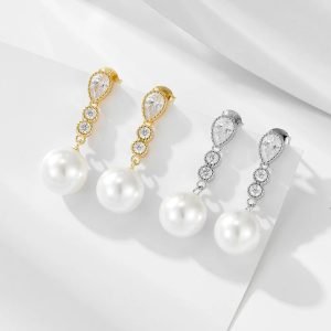 KE5376  Elegant Pearls Dangle Stud Earrings for Women Handcrafted Mother of Pearl Jewelry