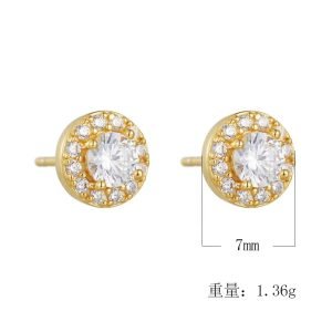 Elegant Daily Wear 925 Sterling Silver Jewelry Classic Round Cluster Diamond Solitaire Stud Earrings for Women
