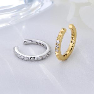 2024 Most Popular Simple Minimalist Design Style 14k Gold Plated Zircon Ear Cuff Earrings