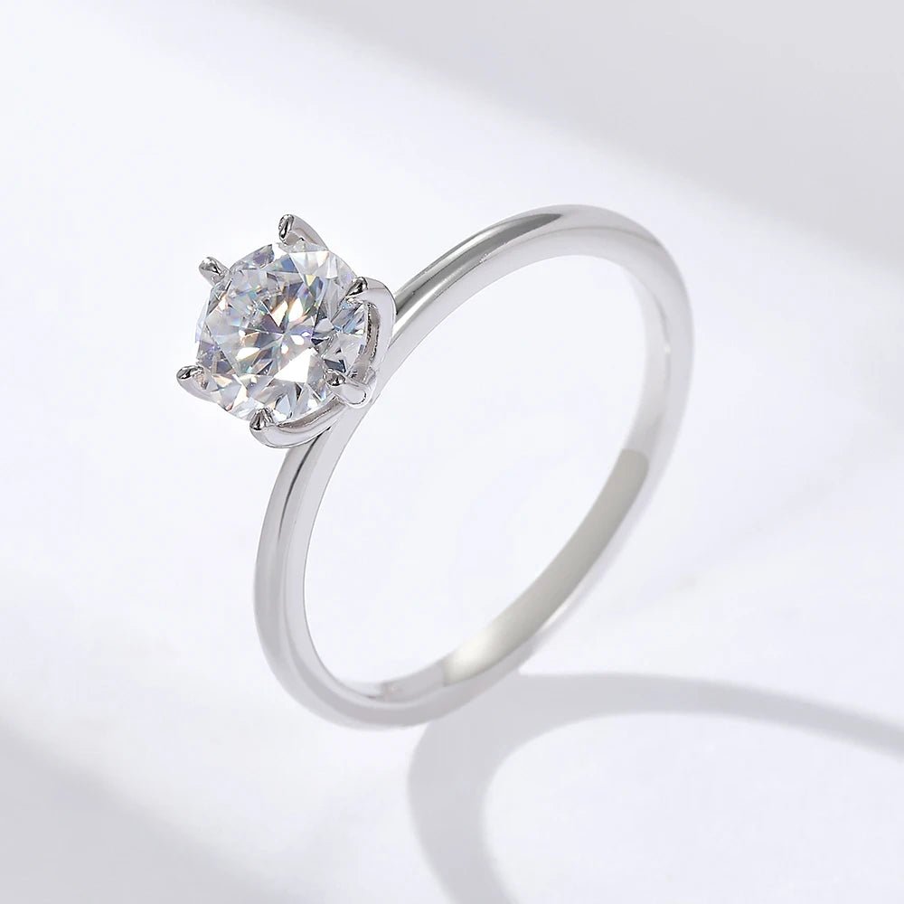 Peishang Wholesale Jewelry 925 Sterling Silver Rhodium Gold Plated Geometric Circle Round 1ct Moissanite Ring for Women Wedding - Obrázek 2